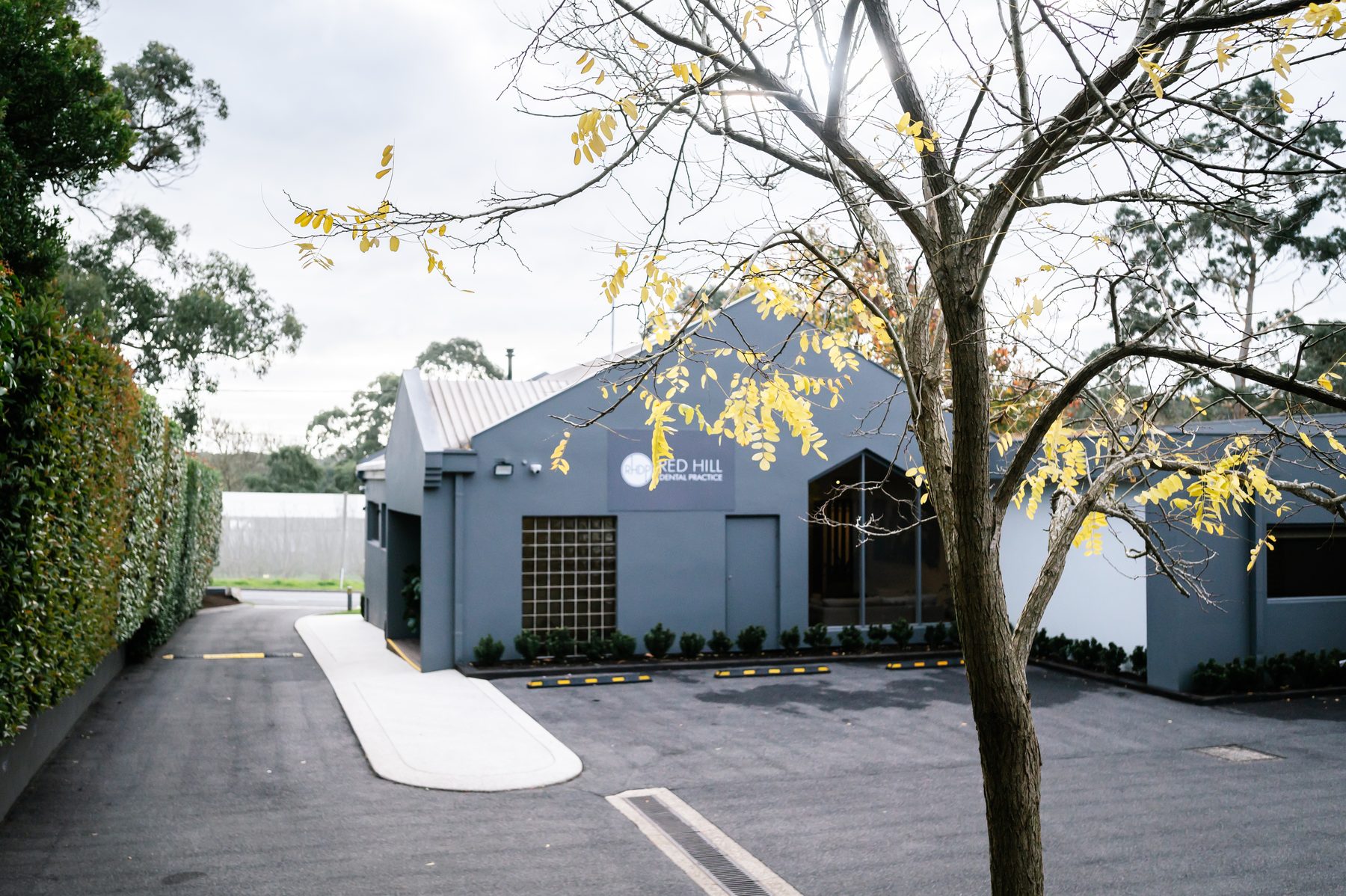 The car park and approach to Red Hill Dental Practice
